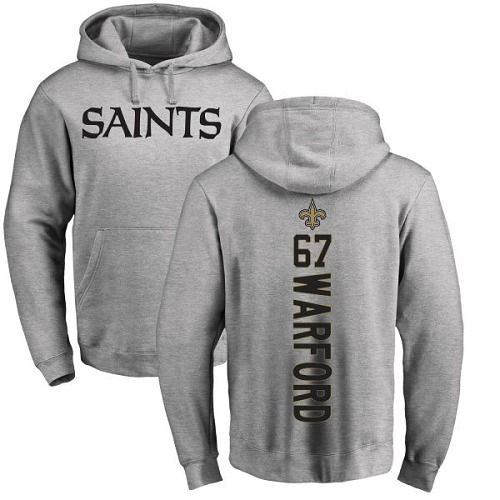 Men New Orleans Saints Ash Larry Warford Backer NFL Football 67 Pullover Hoodie Sweatshirts